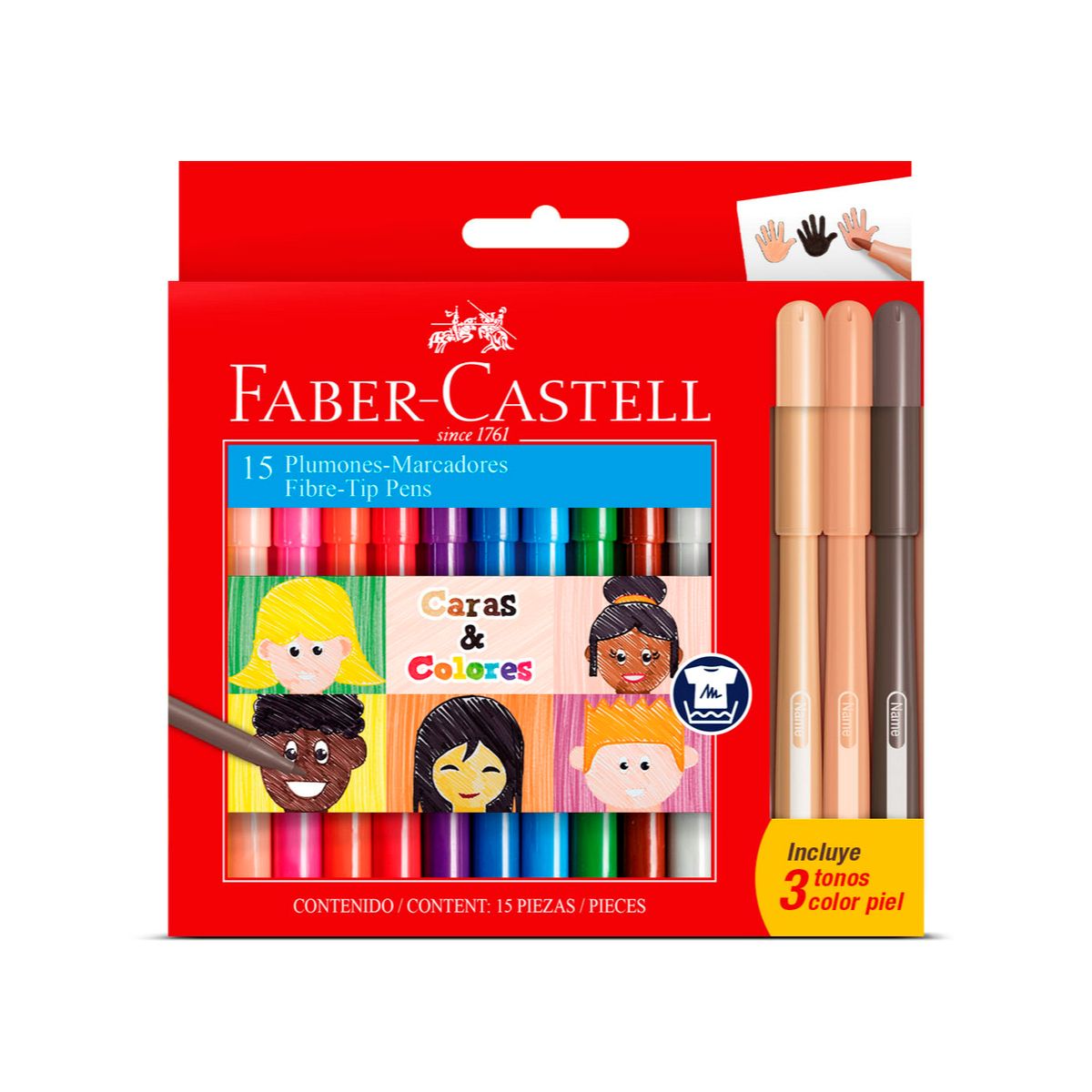 FABER-CASTELL - Marcador Fiesta Caras & Colores Faber-Castell x15 Colores