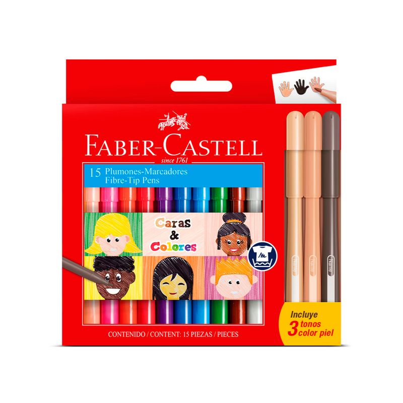 FABER-CASTELL - Marcador Fiesta Caras & Colores Faber-Castell x15 Colores