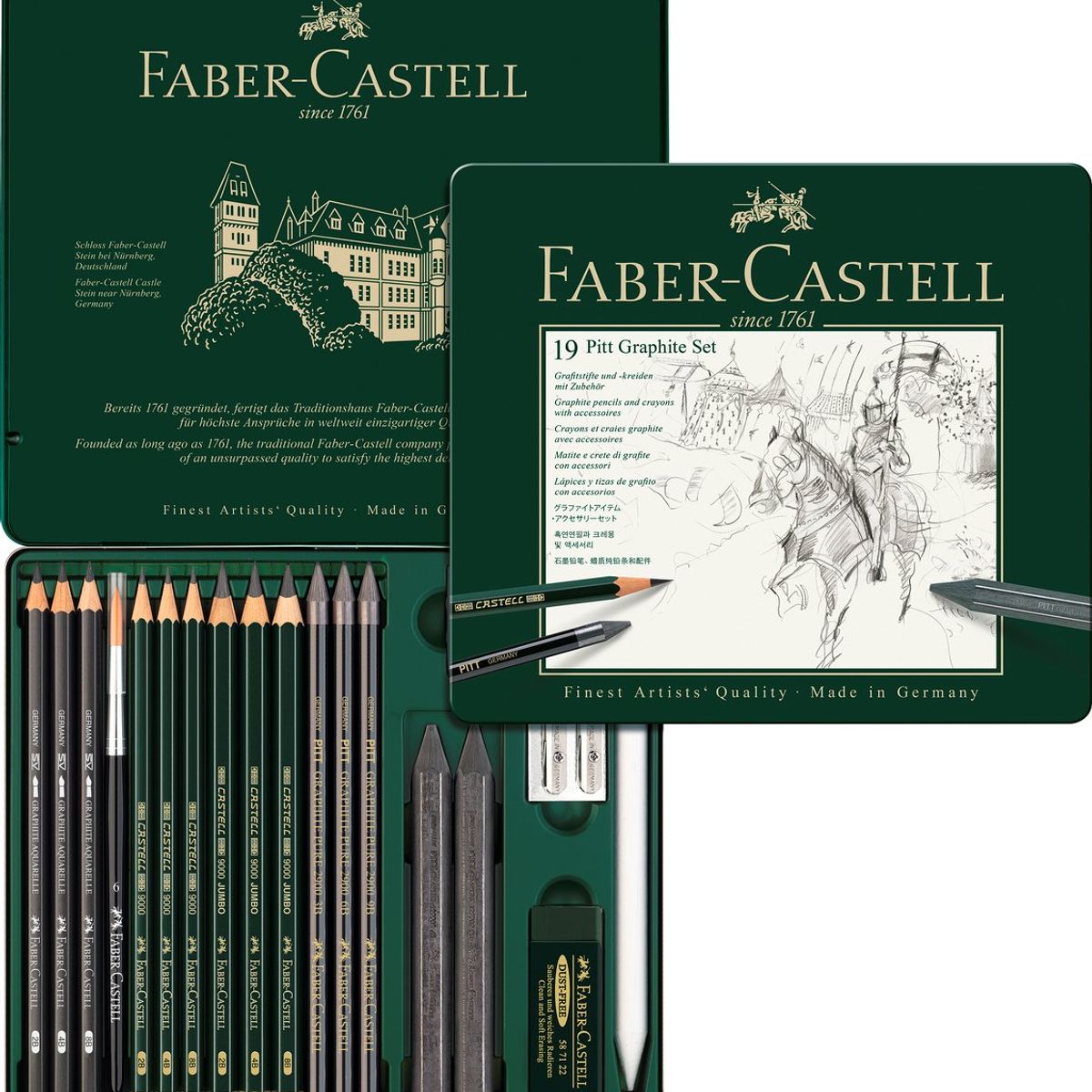 FABER-CASTELL - Lápiz Grafito Pitt Estuche De Metal Faber-Castell x19 uds.