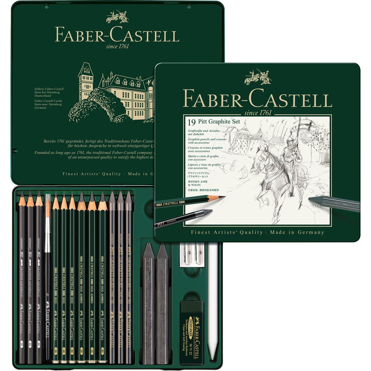FABER-CASTELL - Lápiz Grafito Pitt Estuche De Metal Faber-Castell x19 uds.