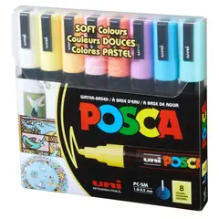UNI POSCA - Set Marcadores POSCA 5M 8 Colores Pastel