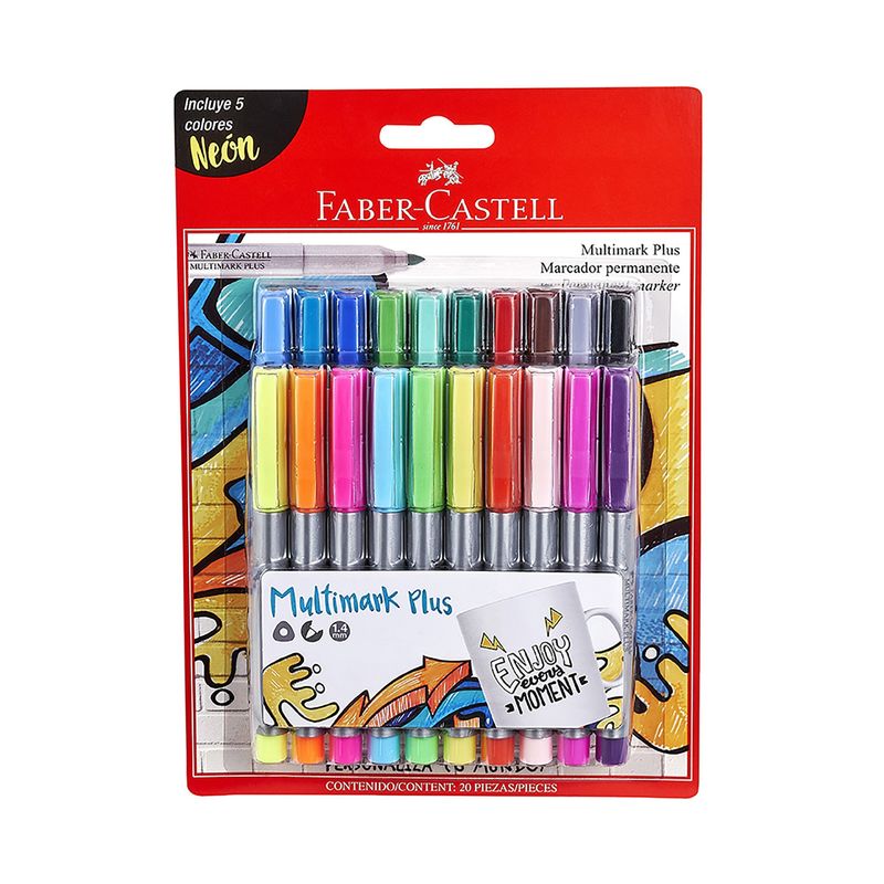 FABER-CASTELL - Marcador Multimark Plus Faber-Castell x20 Colores