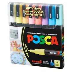 UNI POSCA - Set Marcadores POSCA 3M 8 Colores Pastel