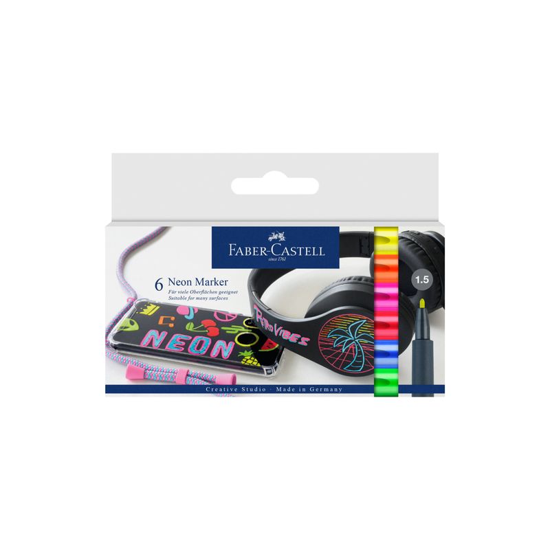 FABER-CASTELL - Marcadores Neon Faber-Castell x6 Colores