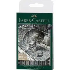 FABER-CASTELL - Rotuladores Pitt Artist x8 uds. Negro y Gris