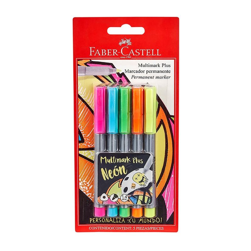 FABER-CASTELL - Marcadores Multimark Plus Faber-Castell x5 Colores Neón