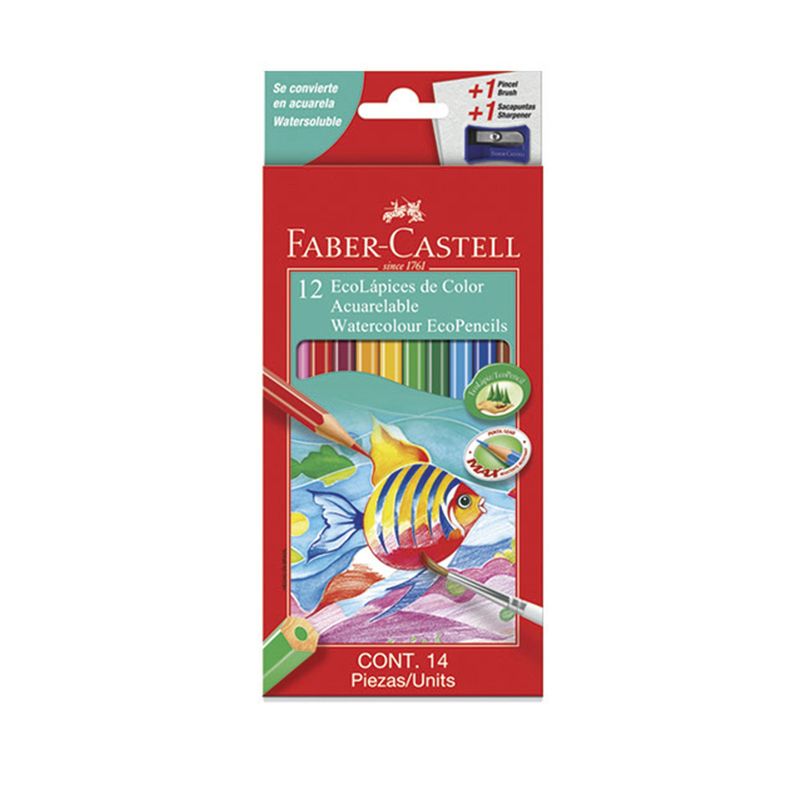 FABER-CASTELL - Lápices Acuarela Faber-Castell x12 + Sacapunta + Pincel