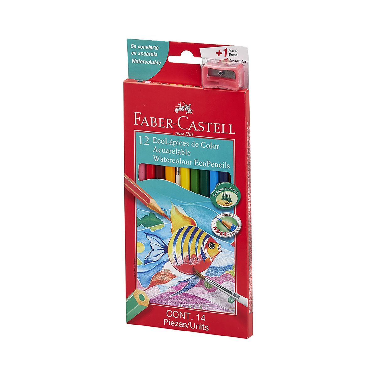 FABER-CASTELL - Lápices Acuarela Faber-Castell x12 + Sacapunta + Pincel