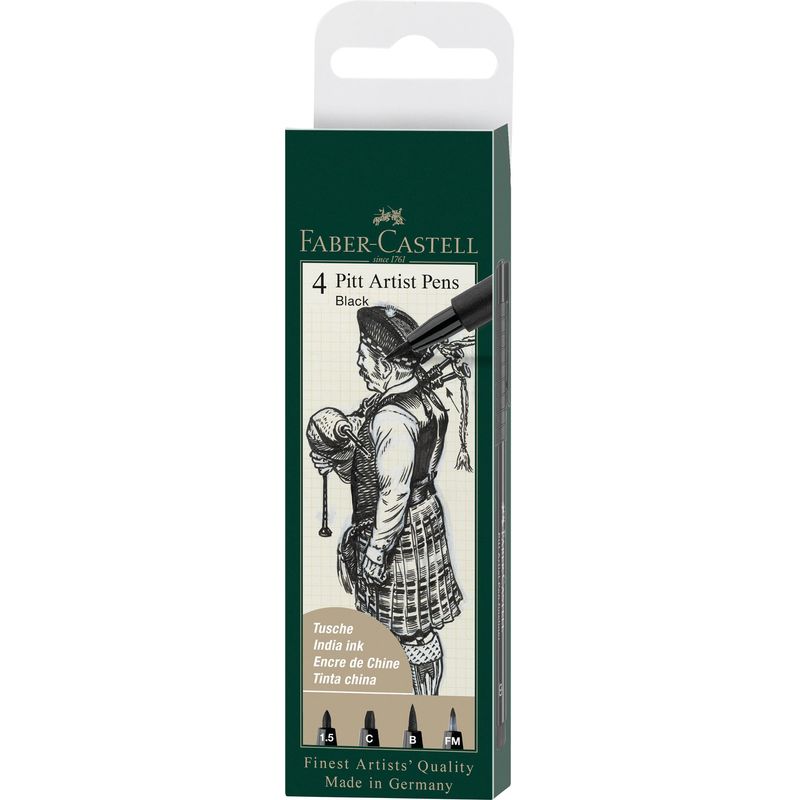 FABER-CASTELL - Rotuladores Pitt Artist Faber-Castell x4 uds. Negro