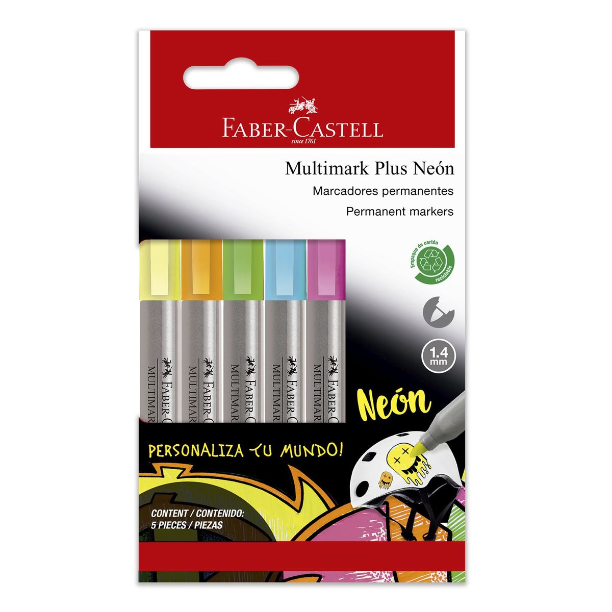 FABER-CASTELL - Marcador Multimark Plus Faber-Castell x5 Colores Neón