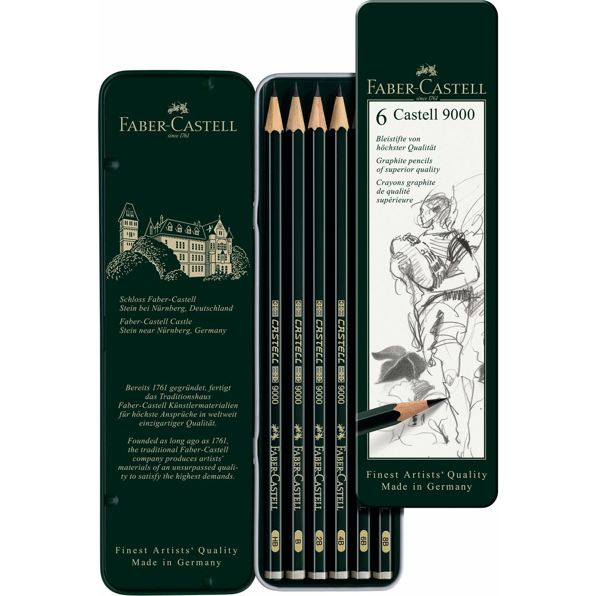 FABER-CASTELL - Lápiz Grafito Castell 9000 Set Faber-Castell x6 uds.