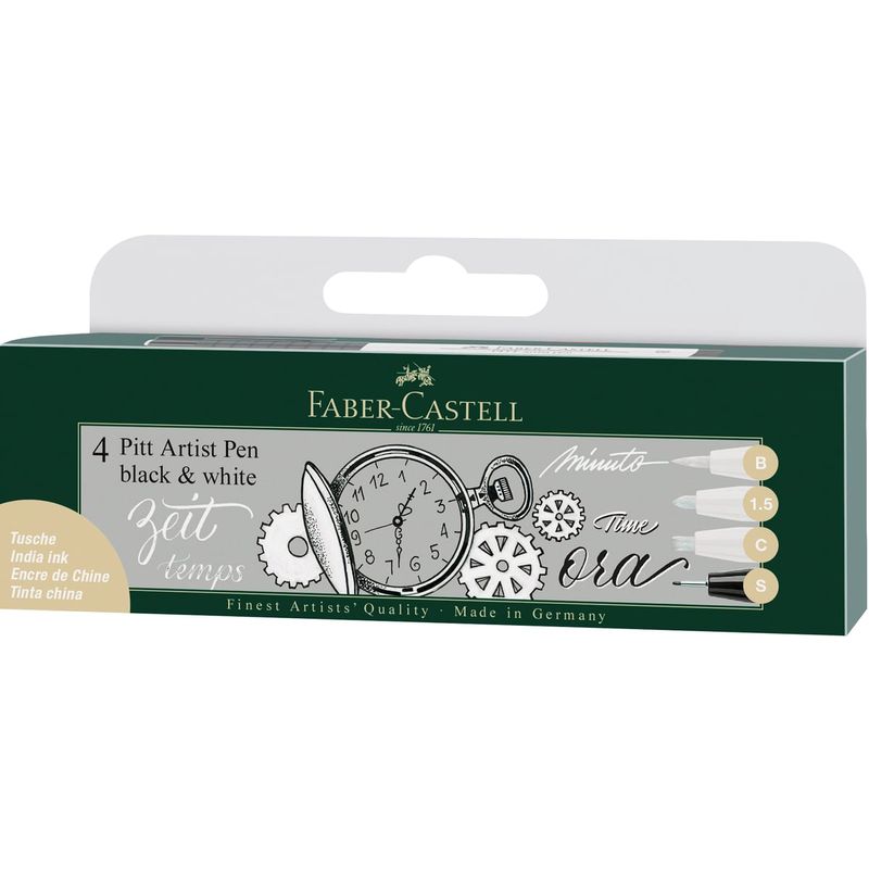 FABER-CASTELL - Marcador Pitt Artist Negro & Blanco Faber-Castell x4 uds.