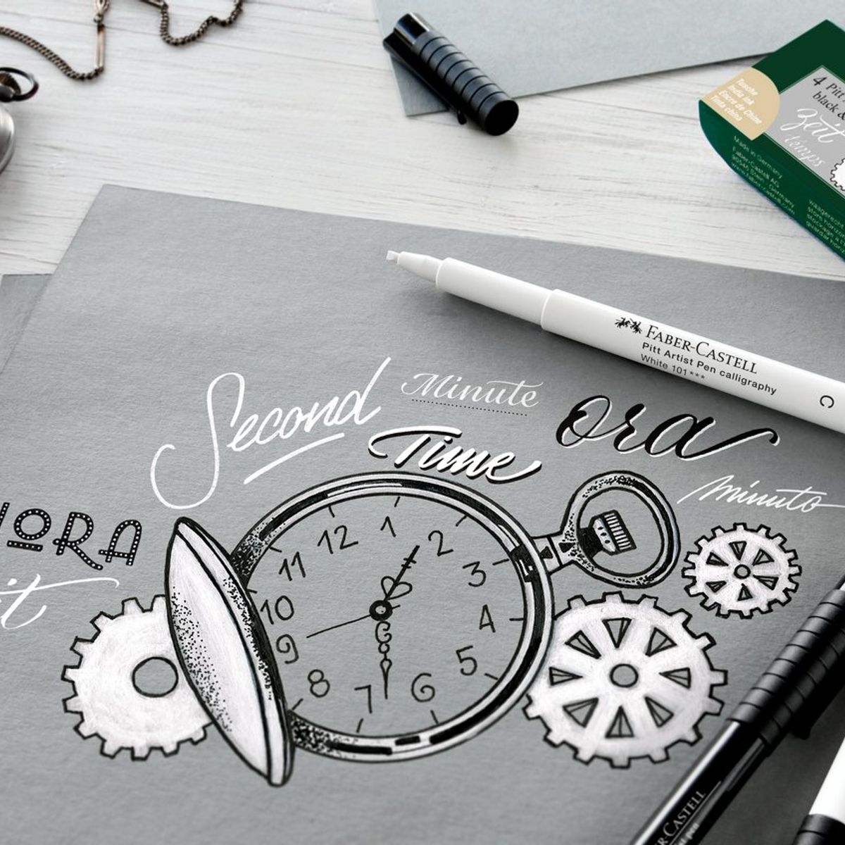 FABER-CASTELL - Marcador Pitt Artist Negro & Blanco Faber-Castell x4 uds.