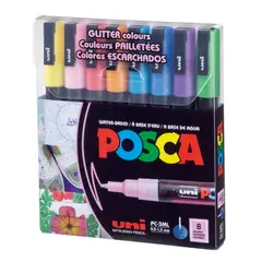 UNI POSCA - Set Marcadores POSCA 3M 8 Colores Glitter