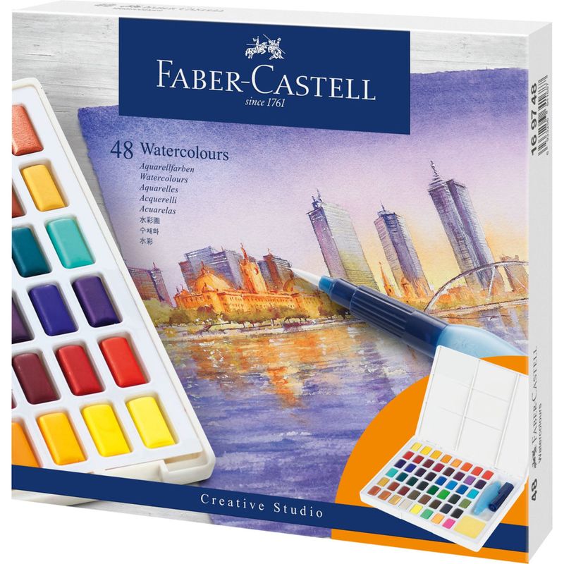 FABER-CASTELL - Acuarelas en pastillas Faber-Castell x48 colores