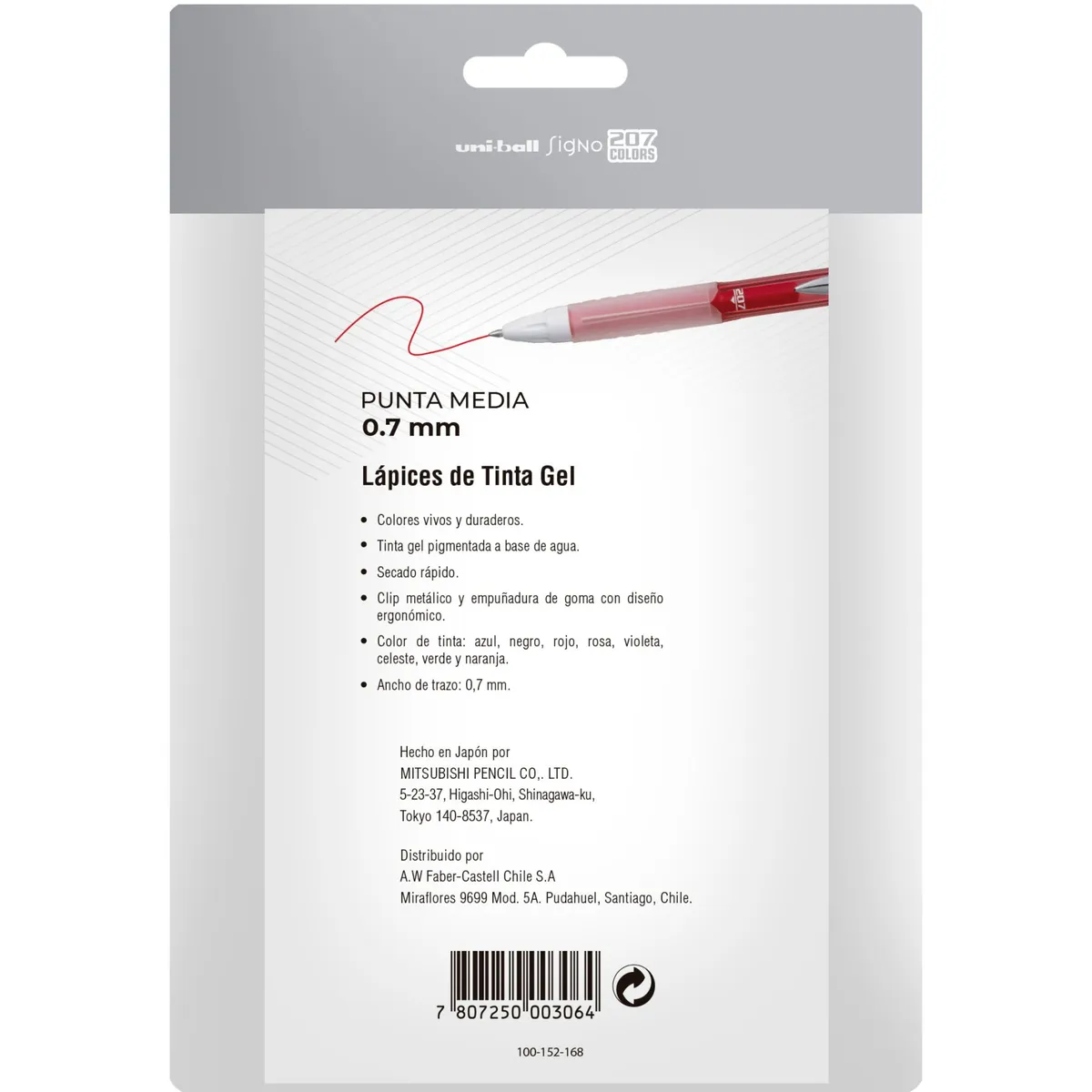 UNI BALL - Lápices Gel Uniball Retráctiles Signo 207F x8 Colores