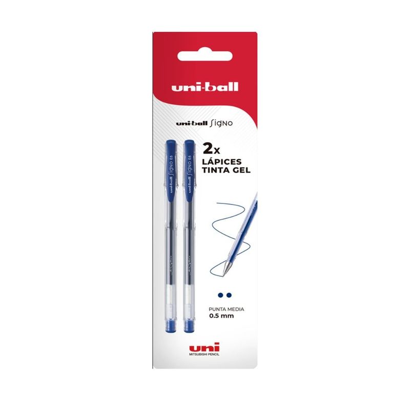 UNI BALL - Lápices Gel Uniball Signo-100 0.5mm x2 azules