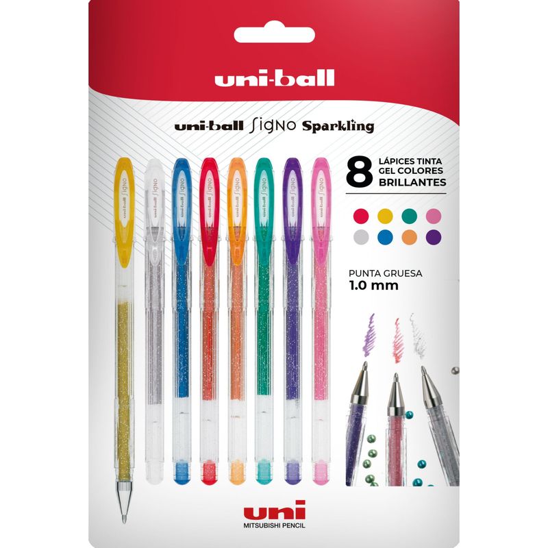 UNI BALL - Lápices Gel Uniball Signo-120 x8 Colores Brillantes