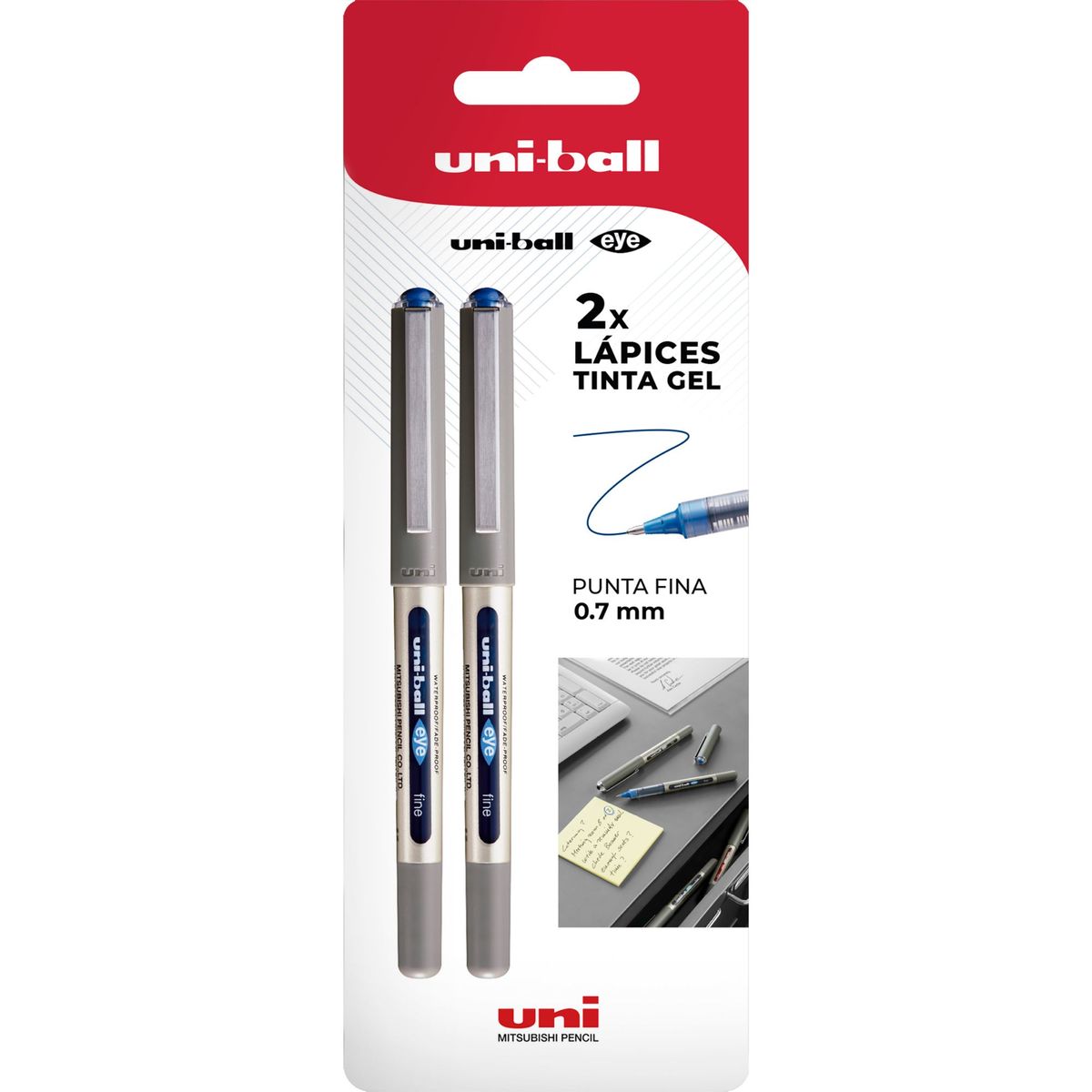 UNI BALL - Lápices Gel Uniball Eye BC x2 uds. azules