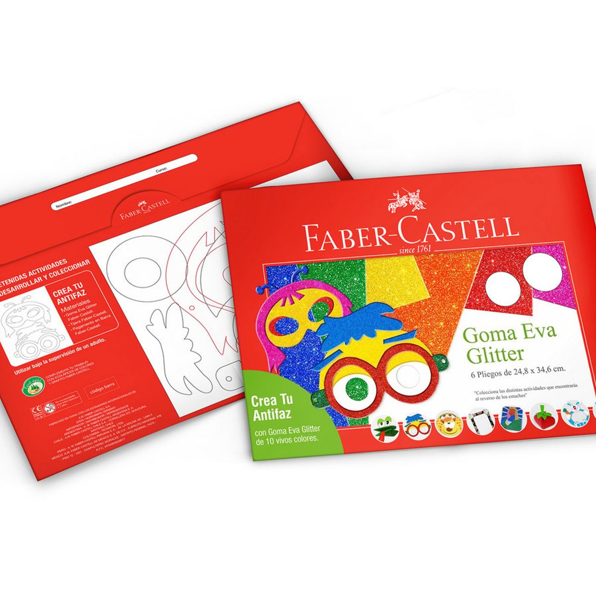 FABER-CASTELL - Goma Eva Glitter Faber-Castell x6 Pliegos