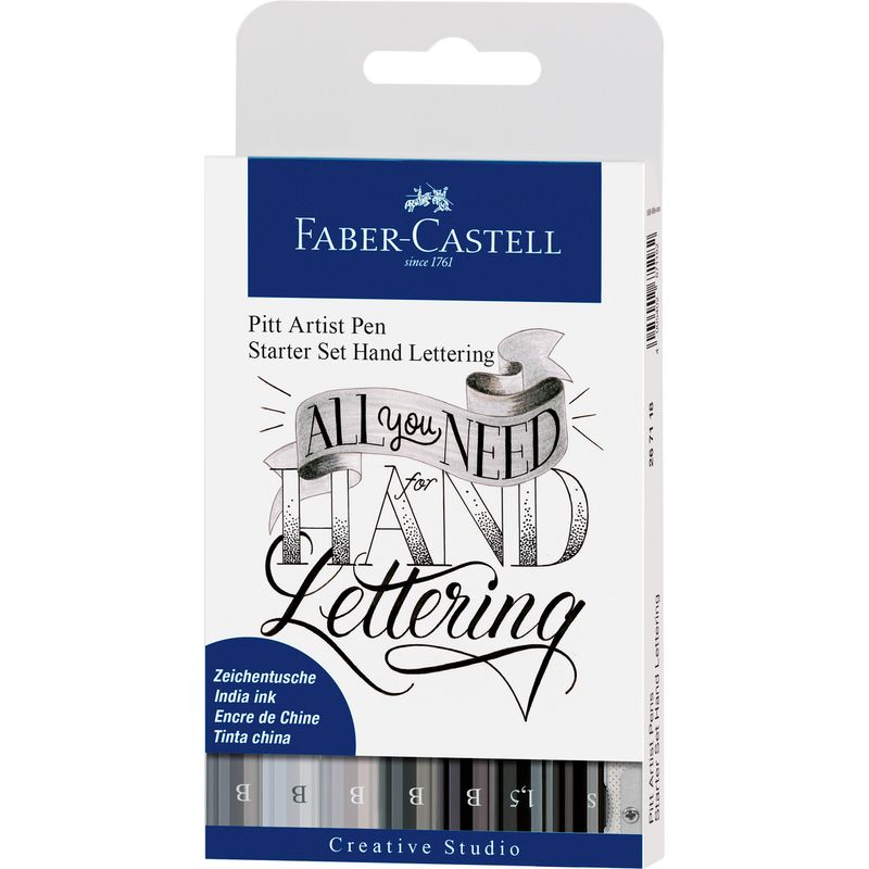 FABER-CASTELL - Marcador Lettering Tonos Negros Faber-Castell x8 uds.