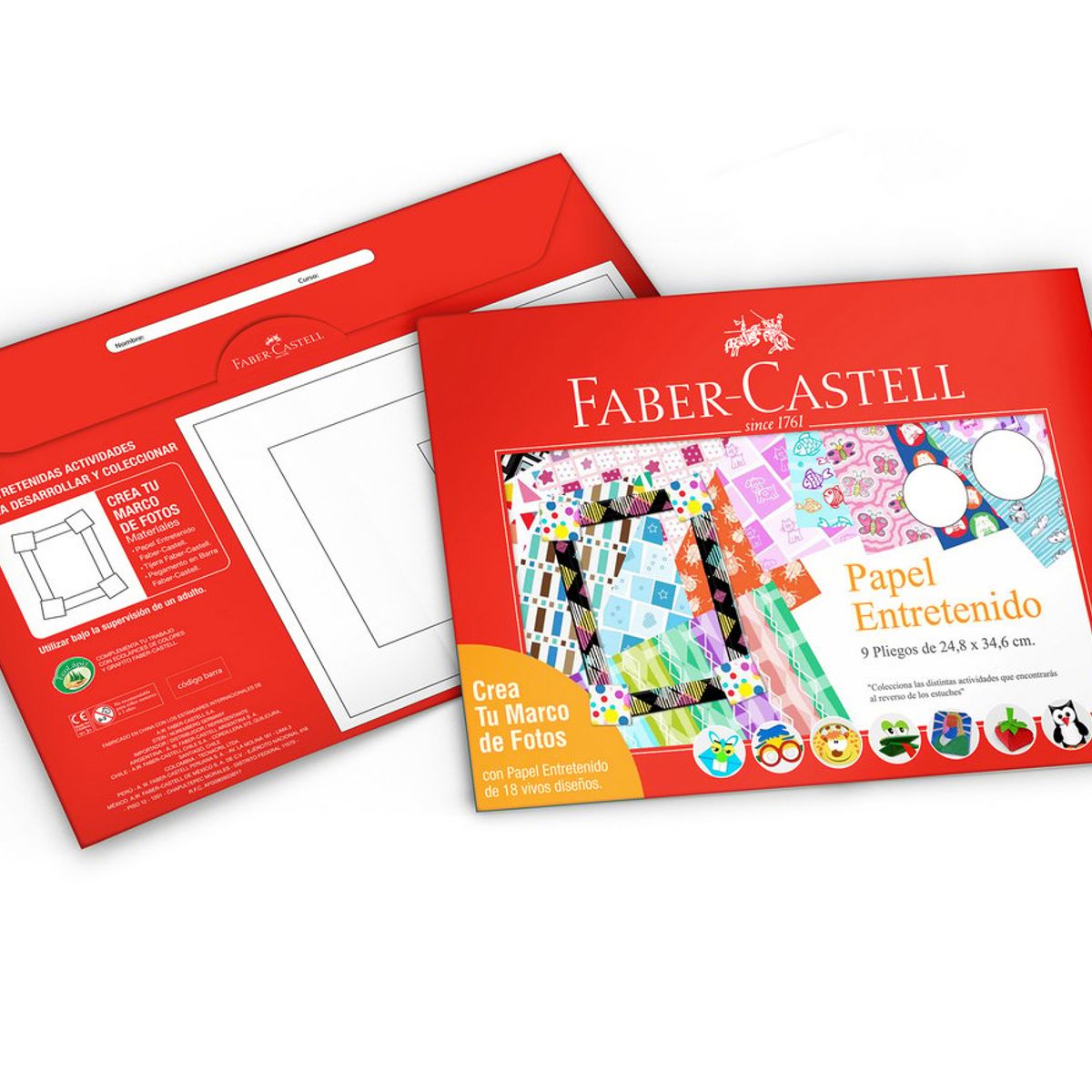 FABER-CASTELL - Estuche Papel Entretenido Faber-Castell x18 Pliegos