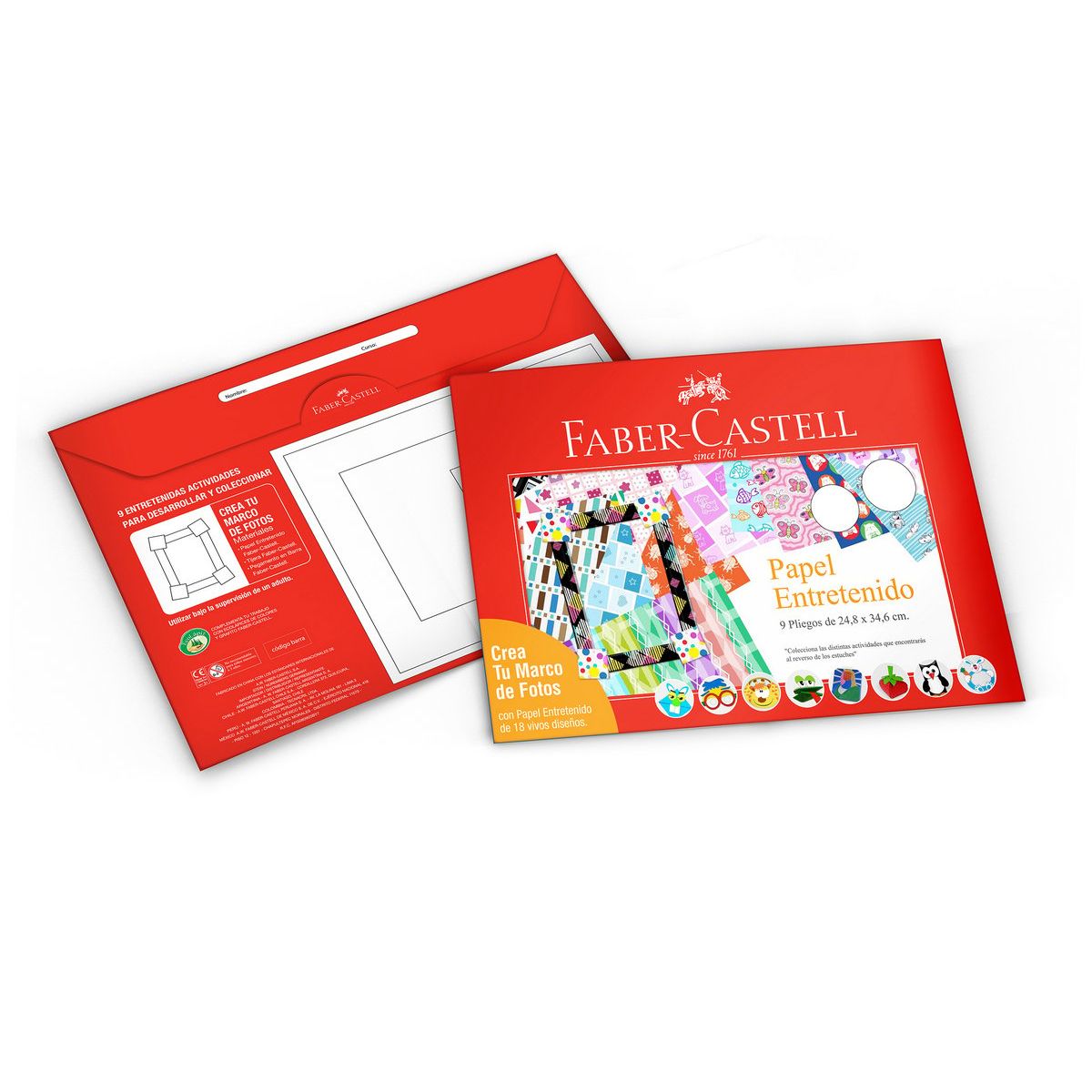 FABER-CASTELL - Estuche Papel Entretenido Faber-Castell x18 Pliegos
