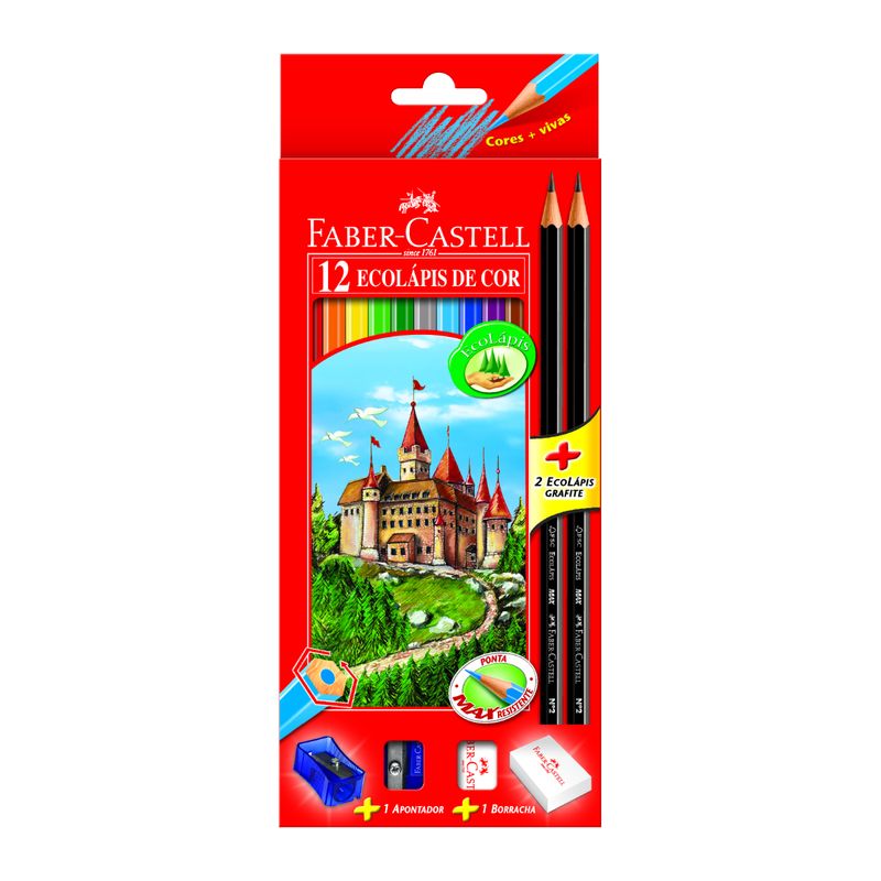 FABER-CASTELL - EcoLápiz x12 + Goma + Sacapuntas + 2 Grafitos Faber-Castell