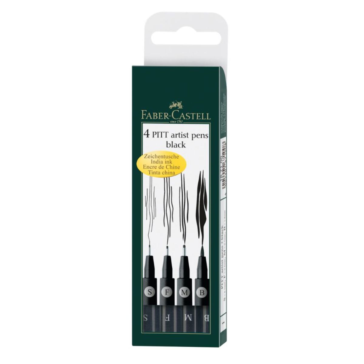 FABER-CASTELL - Rotuladores Pitt Artist Pen Fine Faber-Castell x4 uds. Negro