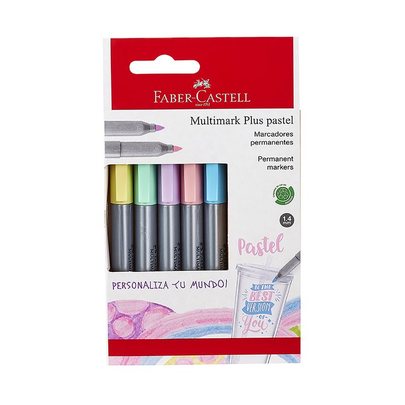 FABER-CASTELL - Marcador Multimark Plus Faber-Castell x5 Colores Pastel