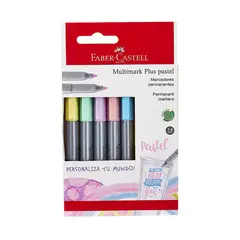 FABER-CASTELL - Marcador Multimark Plus x5 Colores Pastel