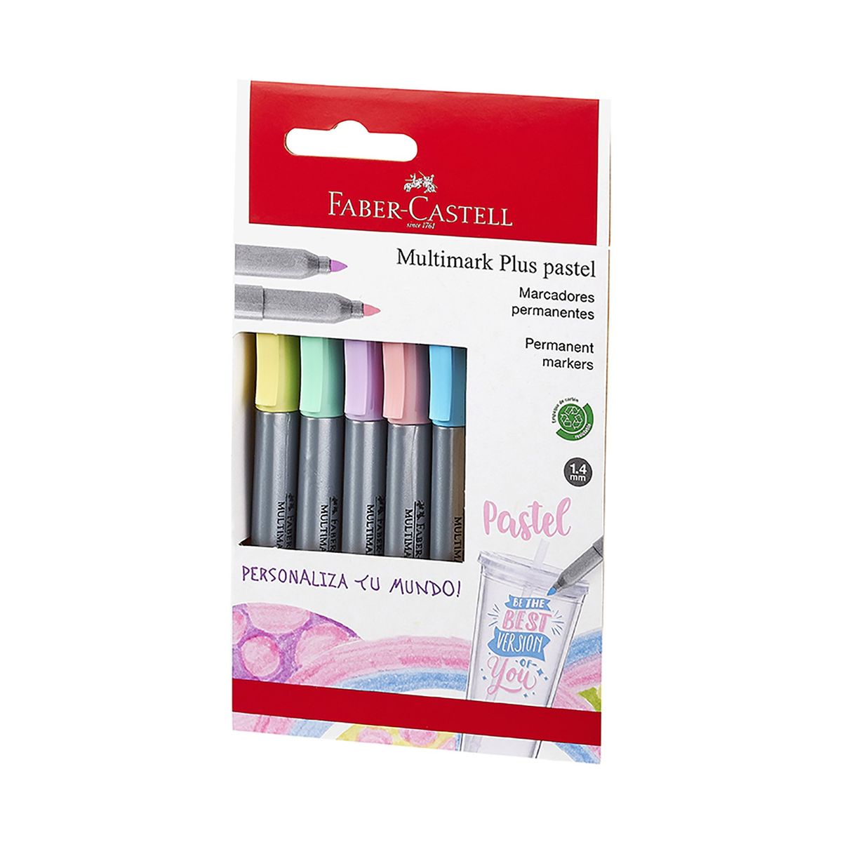 FABER-CASTELL - Marcador Multimark Plus Faber-Castell x5 Colores Pastel