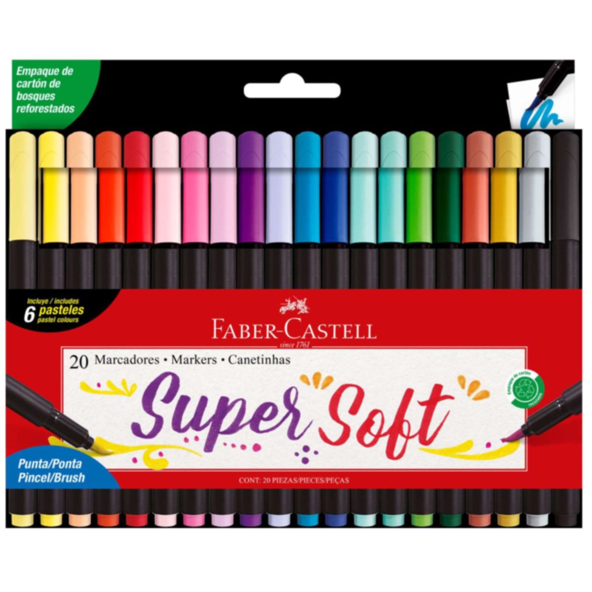 FABER-CASTELL - Marcadores Supersoft Faber-Castell x20 Colores