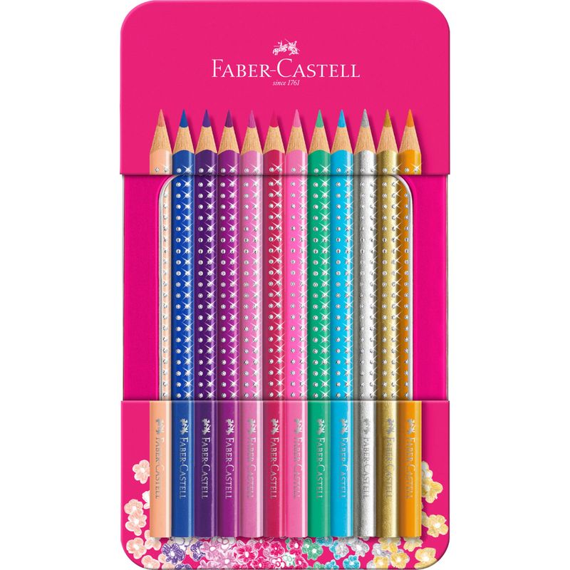 FABER-CASTELL - 12 Lápices De Colores Sparkle + Estuche Faber-Castell