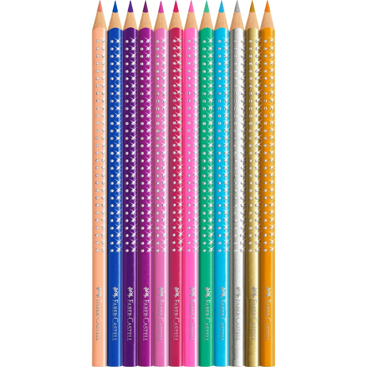 FABER-CASTELL - 12 Lápices De Colores Sparkle + Estuche Faber-Castell