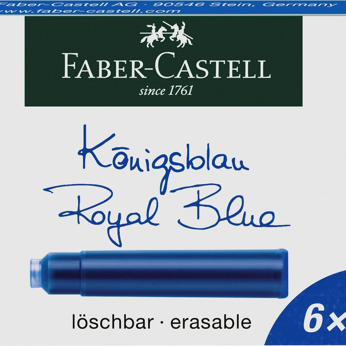 FABER-CASTELL - Cartuchos Repuesto De Tinta Azul Real Faber-Castell x6 und.