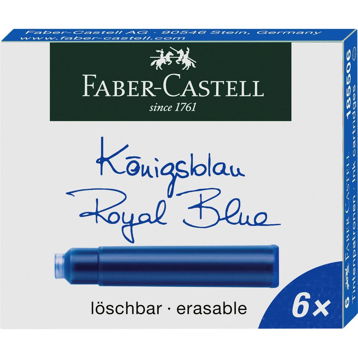 FABER-CASTELL - Cartuchos Repuesto De Tinta Azul Real Faber-Castell x6 und.