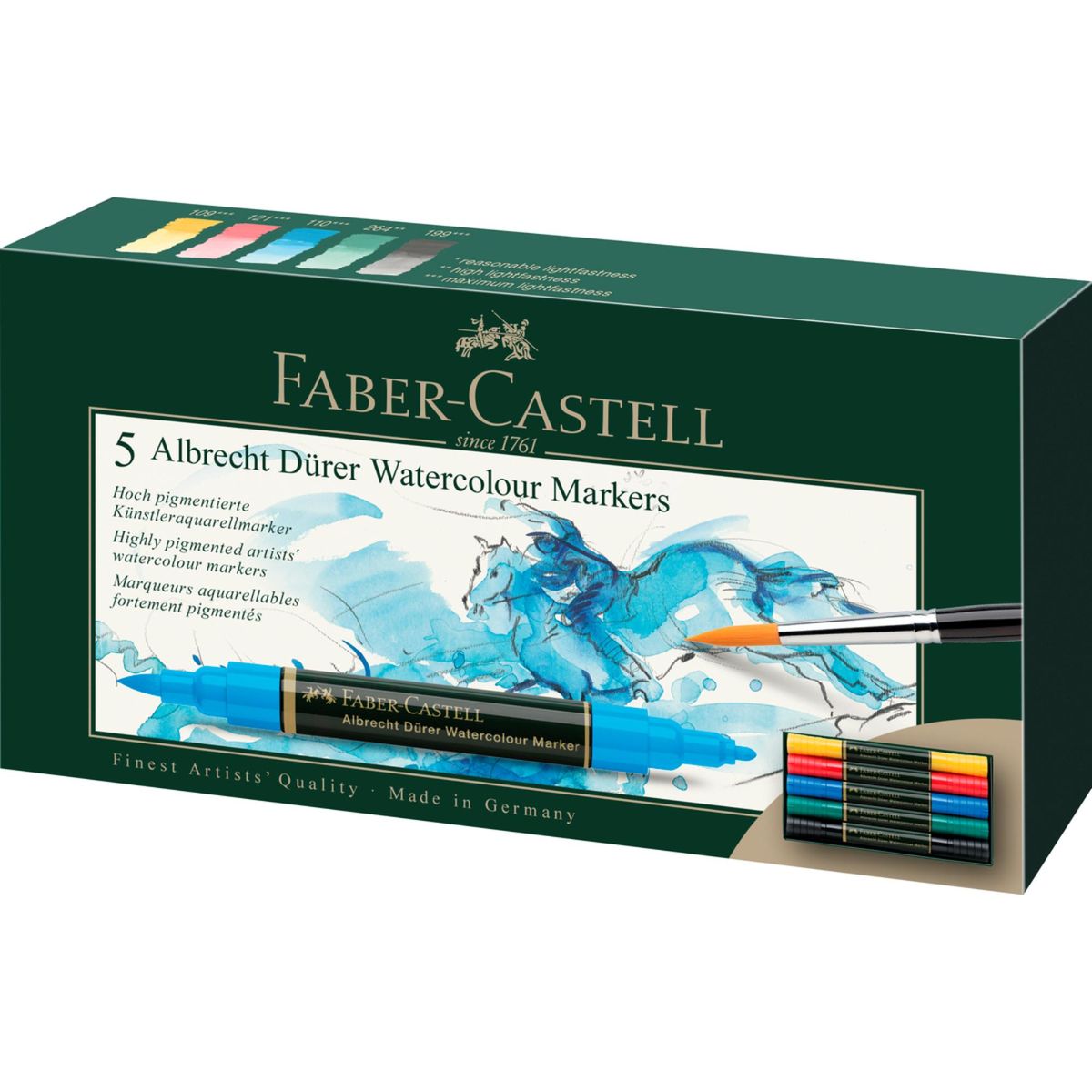 FABER-CASTELL - Marcadores Acuarelables A.Dürer Faber-Castell x5 Colores