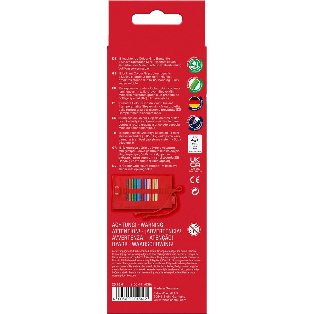 FABER-CASTELL - Estuche Rollo Rojo + 18 Lápices Acuarelables Faber-Castell