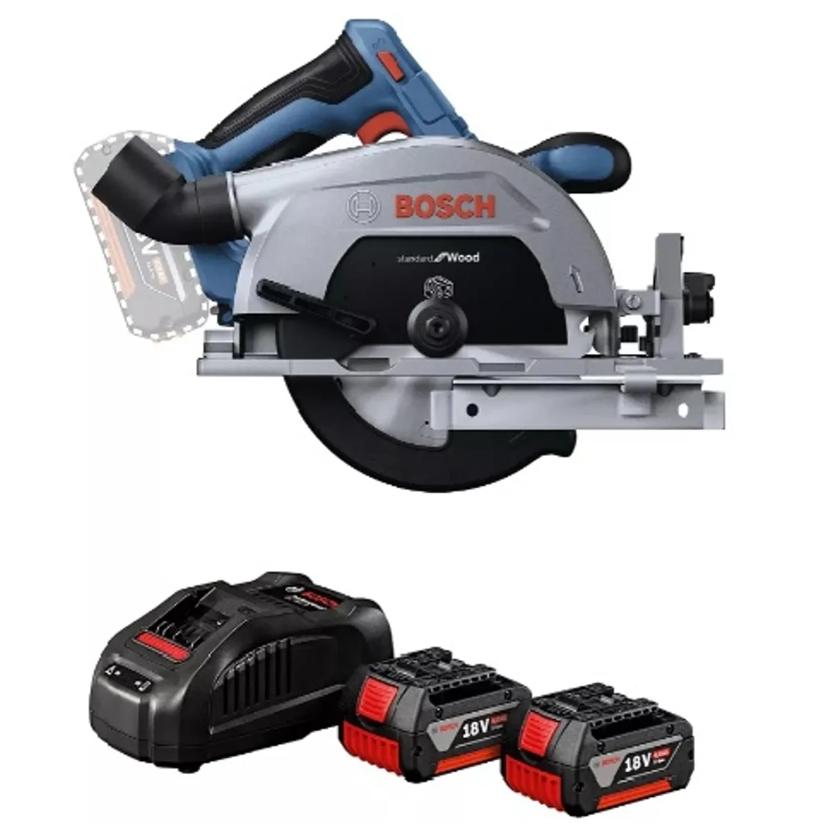 BOSCH - Kit Sierra Circular 18v + Cargador Rápido Gal 1880 + 2 Baterías 4ah