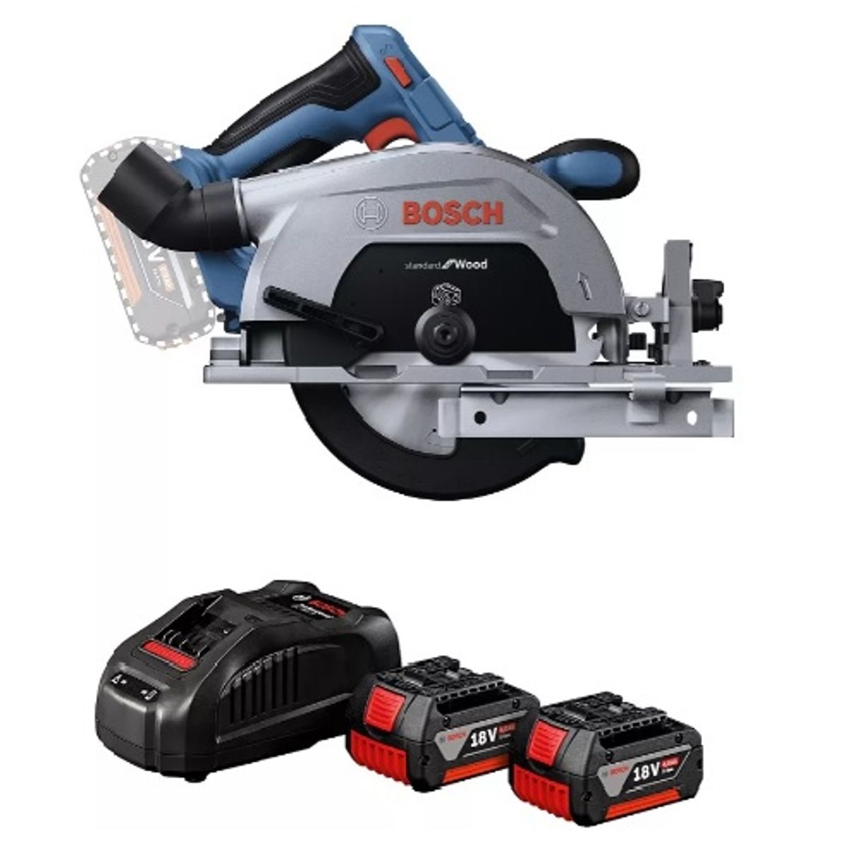 BOSCH - Kit Sierra Circular 18v + Cargador Rápido Gal 1880 + 2 Baterías 4ah