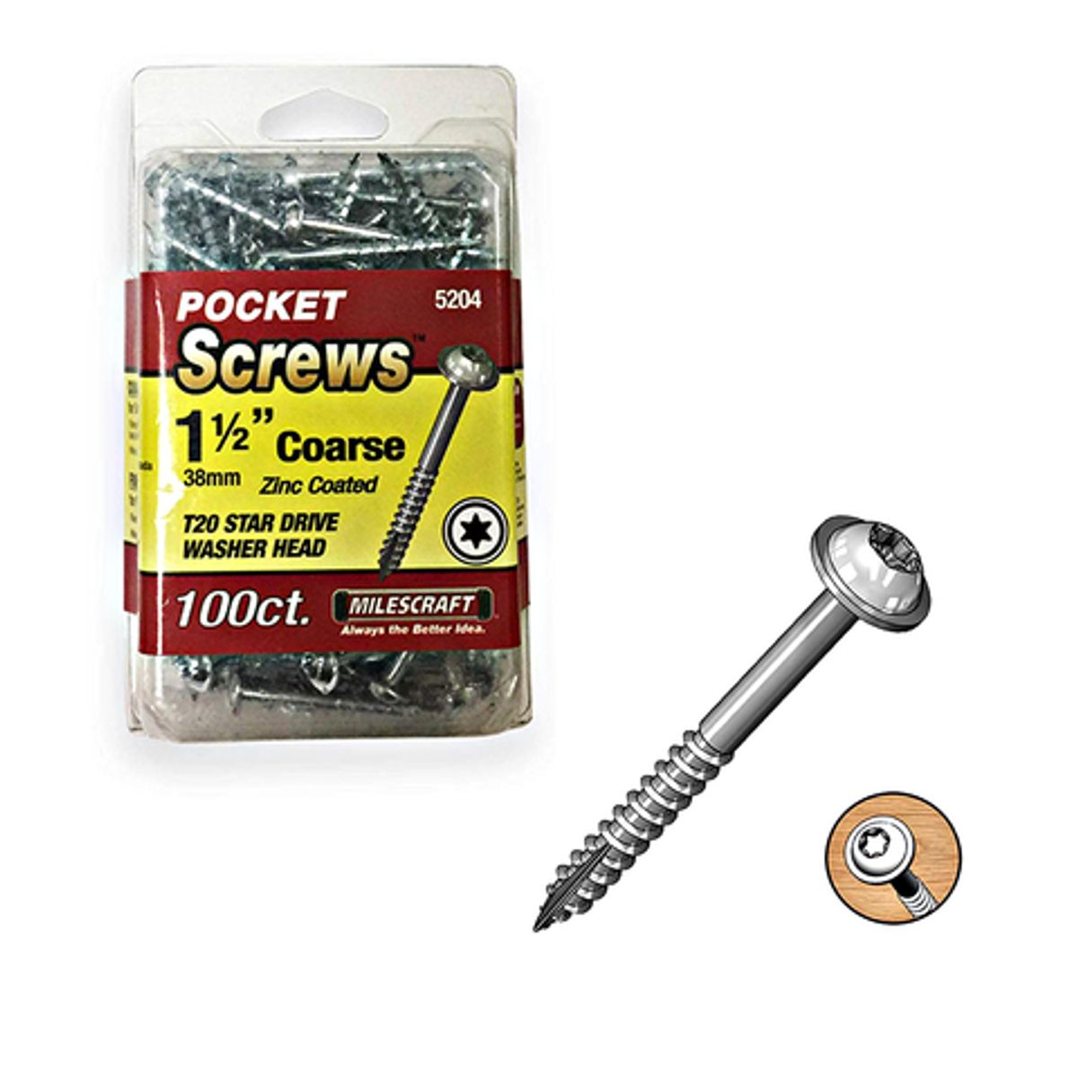 MILESCRAFT - Tornillo De Zinc Hilo Grueso 1-12″ T20 100und Milescraft