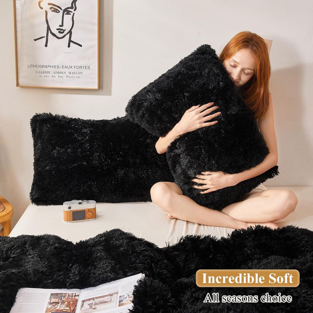 GENERICO - COBERTOR PELUDITO CON CHIPORRO NEGRO KING GS