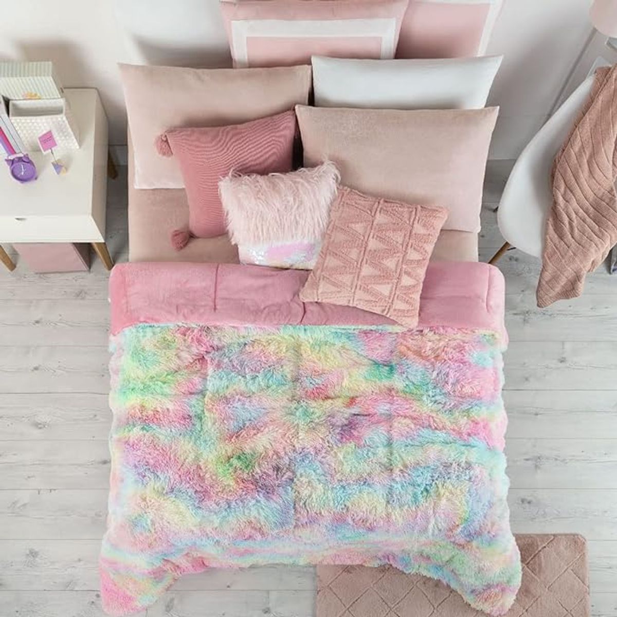 GENERICO - COBERTOR PELUDITO CON CHIPORRO MULTICOLOR 2 PLAZAS GS