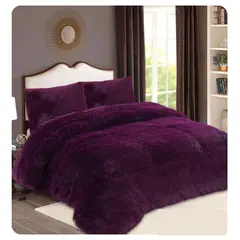 GENERICO - COBERTOR PELUDITO CON CHIPORRO UNICOLOR PURPURA 2 PLAZAS GS