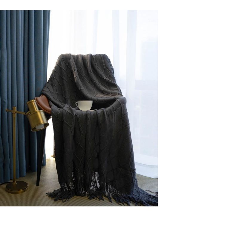 ANGELES DEL HOGAR - Manta o piecera para sofa y camas tejida con flecos 127xm x 172cm