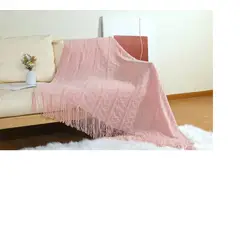 ANGELES DEL HOGAR - Manta o piecera para sofa y camas tejida con flecos 127xm x 172cm