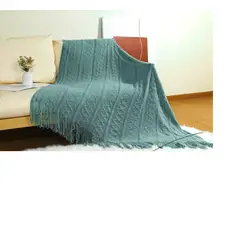 ANGELES DEL HOGAR - Manta o piecera para sofa y camas tejida con flecos 127xm x 172cm