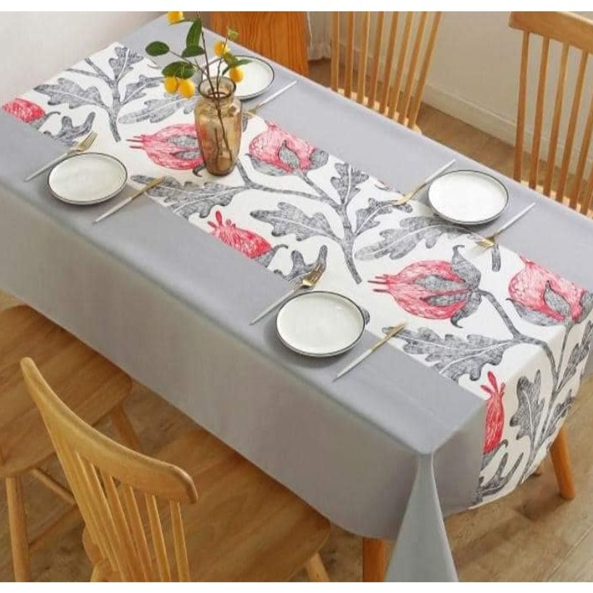 GENERICO - Mantel Antimanchas Capullos Rojos 140X 220 Cm Rectangular