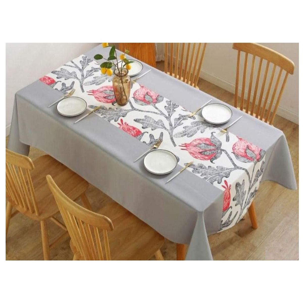 GENERICO - Mantel Antimanchas Capullos Rojos 140X 220 Cm Rectangular